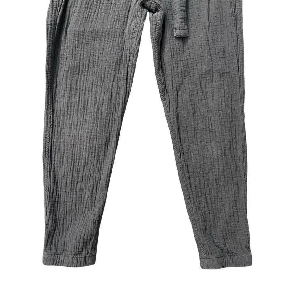 Cat & Jack Girls Gray Cotton Gauze Jogger Pants Size 6/6X Belted Pull-On Casual